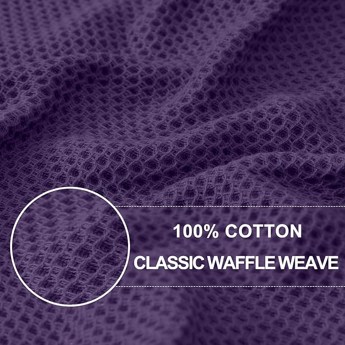 Homaxy 100% Cotton Waffle Weave Kitchen Dish Cloths, Ultra Soft Absorbent Quick Drying Dish Towels, 12 x 12 Inches, 8-Pack, Eggplant