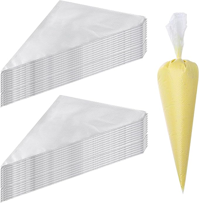 Disposable Piping Bags - 200 pcs 12 inch Pastry Bags, Anti-Burst Tipless Icing Bags for Cake, Cream Frosting, Cupcakes, Pastries and Cookies Decorating