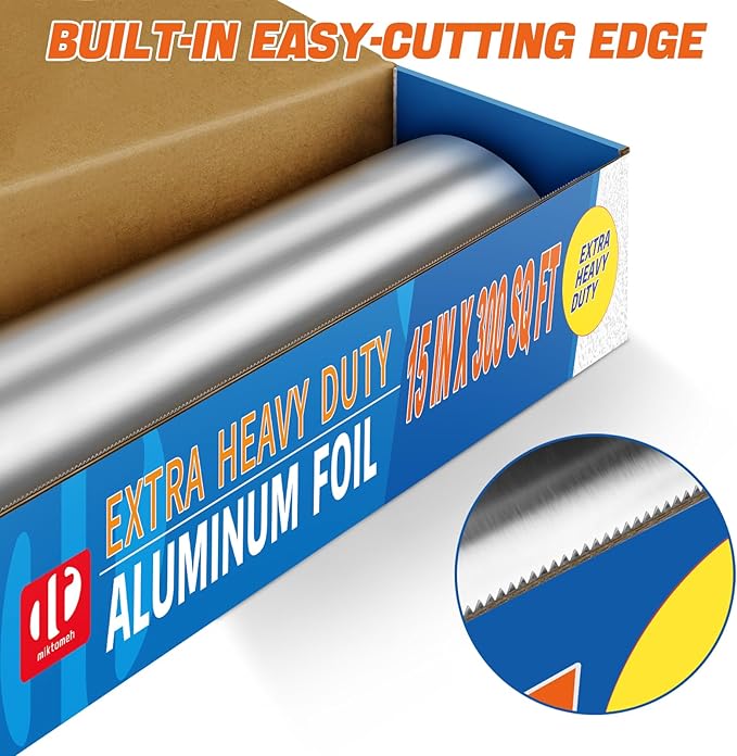Superior Extra Heavy Duty Aluminum Foil 600 Sq Ft with about 30% More Thicker than Regular Heavy Duty Foil, 15" x 300 Sq Ft(Pack of 2)