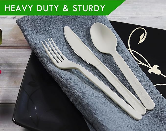 GreenWorks 200 Count Heavy-duty Compostable spoons, BPI Certified Large Disposable Flatware Utensils Spoon (Pack of 2)