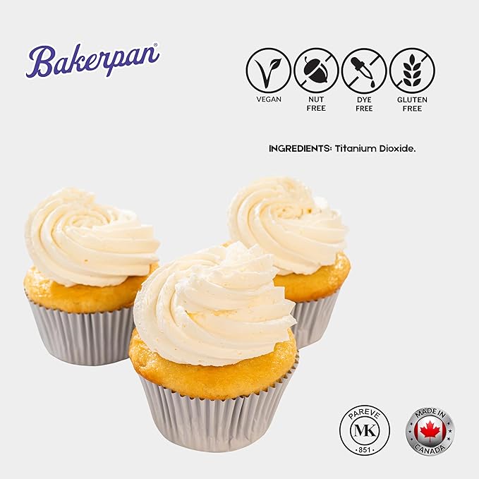 Bakerpan White Oil-Based Food Coloring Powder for Baking - 30 g - Dye-Free Coloring for Buttercream Frosting, Chocolate, Candy, Icing, Cakes