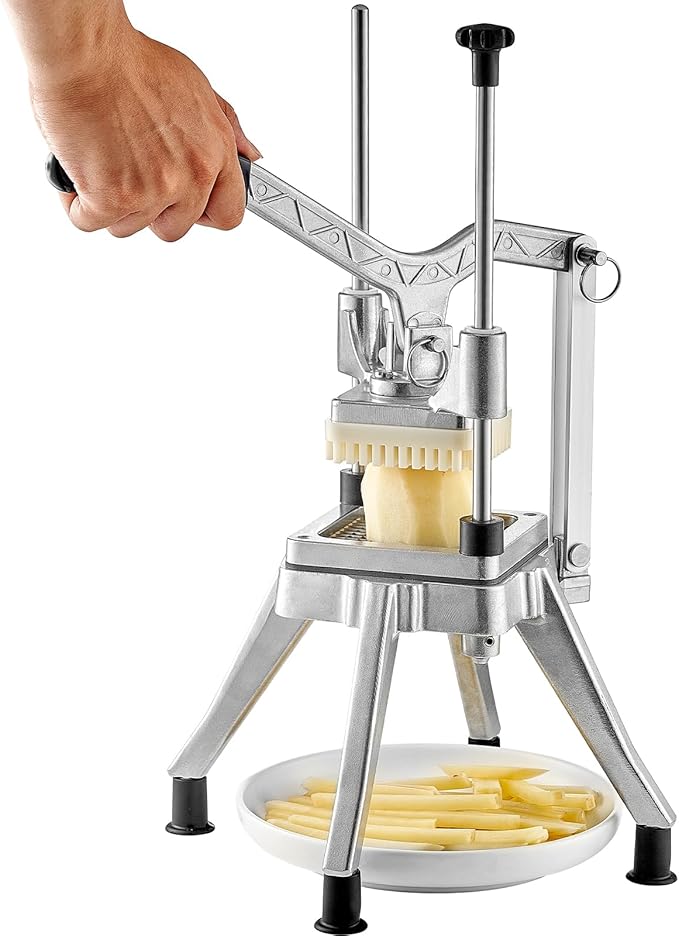 VEVOR Commercial Vegetable Chopper w/ 4 Replacement Blades, Stainless Steel French Fry Cutter Potato Dicer & Fruit Slicer for Restaurants & Home Kitchen