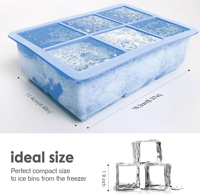 Silicone Ice Cube Trays 3 Pack - Large Size Silicone Ice Cube Molds with Leak Proof Removable Lid Square Ice Cube Tray And BPA Free for Cocktail,Whiskey, Stackable Flexible Ice