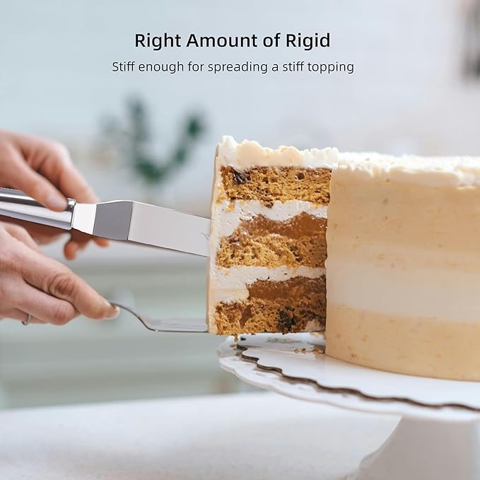 Offset Spatulas Cake Icing Knife 6 8 10 Inch with 3 Metal Hook Angled Cake Frosting Decorating Spatula Set of 3
