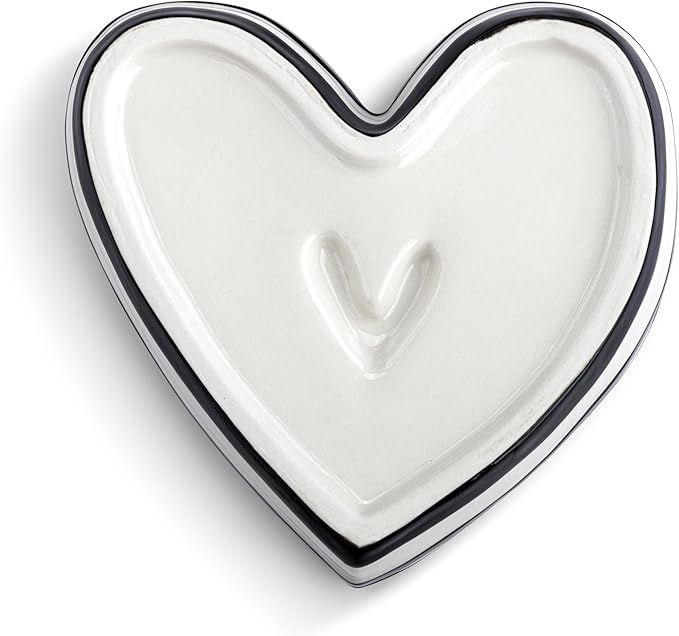 DEMDACO Heartful Home by Tracy Pesche Collection Red Heart with Black Trim Medium 6.25 x 6 Stoneware Tabletop Candy Dish Cookie Canister