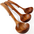 Wooden Spoons for Cooking, 3Pcs Wooden Ladle for Soup, Non-Stick Wooden Spoon, Natural Teak Wood Cooking Spoons, Kitchen Utensils set