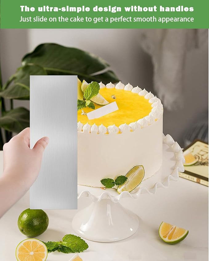 3PCS Stainless Steel Cake Scraper Set, Icing Scraper & Icing Smoother for Cake Decorating, Frosting Scraper Tools, Alisador de Pasteles for Buttercream & Baking