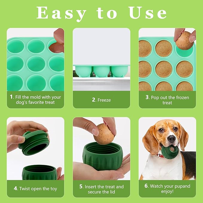 9Cavities Silicone Dog Treat Mold for Woof Pupsicle & Power Chewer Pupsicle, Frozen Dog Treat Molds for Making Refill Treats, Reusable Treat Tray for The Pupsicle Toy 25-75lbs (Large)