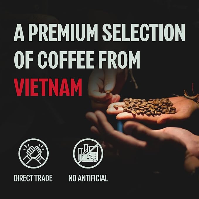 BAZAN COFFEE Too Strong Vietnamese Robusta Ground Coffee - Dark Roast High Caffeine - Bold Espresso Flavor Low Acidity - 12oz Bag