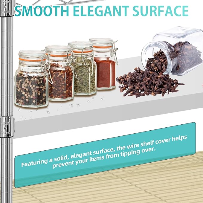 5 Pcs Wire Shelf Cover, 30X16X3 Inch Carbon Fiber Material Shelf Covers for Pantry Shelves(Not Wood), Waterproof Removable Closet Shelving Liner for Home Kitchen,Office Organization - White