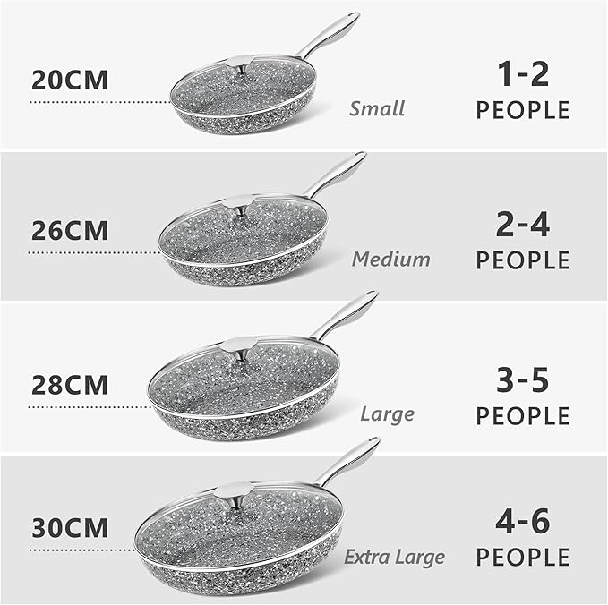 MICHELANGELO 10 Inch Frying Pan with Lid, Nonstick Frying Pan with Non Toxic Granite Coating, 10 Inch Stone Skillet, Non Stick Frying Pans for Cooking, Induction Compatible