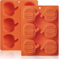 HKNMTT Pumpkin Silicone Molds 2 Pack 6 Cavity Halloween Mold Set for Fall Chocolate Candy Soap Wax Melts Jello Cake Pop Apple Cider Baking Tray Thanksgiving 3D Food Grade Spooky Treats