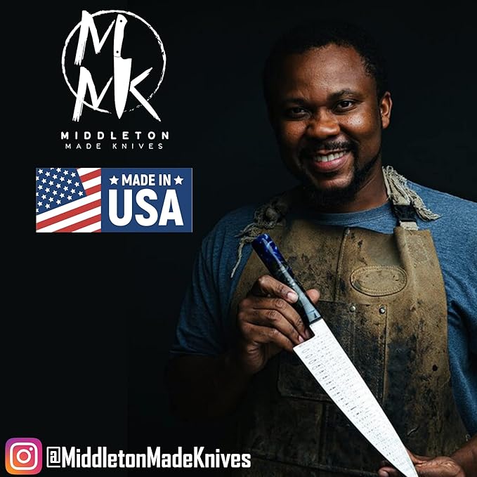 Middleton Made Knives Echo 8 Inch Chef Knife - Handmade Professional Chef Knife - Chefs Knife Made with AEB-L Stainless Steel - USA Made Knife - Great Chef Gifts - Charcoal