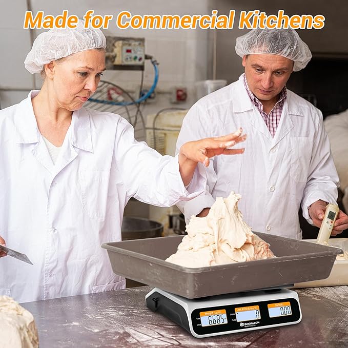 Commercial Kitchen Scale 66LB/30KG, Dual Upgrade LCD Display, Digital Price Computing, 5g Precision, Stainless Steel Pan for Produce, Meat, Food, Ideal for Farmers Market, Deli, Retail Outlets