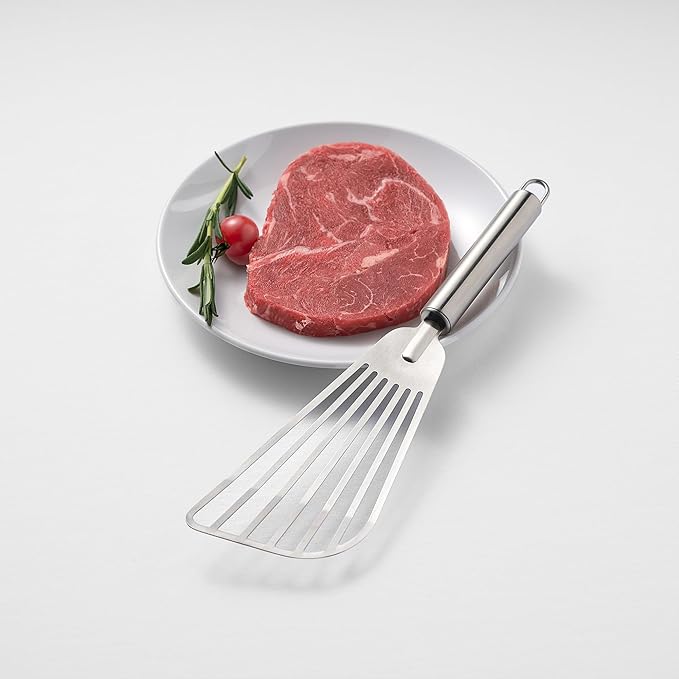 11.8inch Stainless Steel Spatula for Kitchen Use, Slotted Spatulas, Frying Spatula with Thin Edge for Turning and Flipping,2pcs