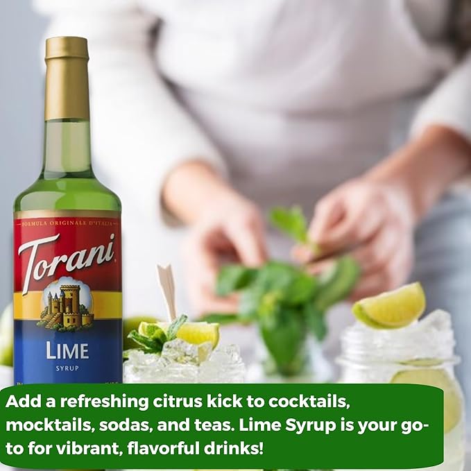 Jimoco® Syrup Pump Dispenser + Torani® Lime Syrup, 25.4 oz - Coffee Syrup Pump & Flavoring Bundle