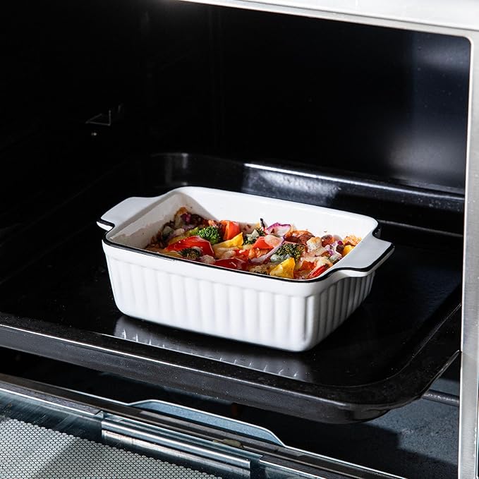 Casserole Dishes for Oven, 12Oz Ceramic Baking Dish with Handles, Rectangular Bakeware Set of 4, Deep Baking Dishes for Kitchen Lasagna, Cake, Cooking, Housewarming Gift