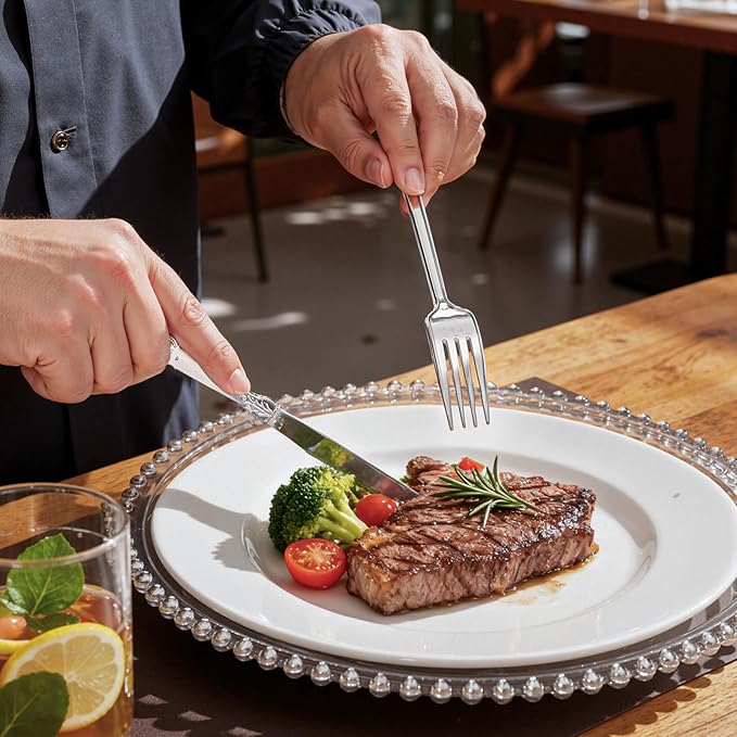 WDF 360 Pieces Silver Plastic Silverware- Disposable Flatware - Heavyweight Plastic Cutlery- Includes 120 Forks, 120 Spoons, 120 Knives for Christmas