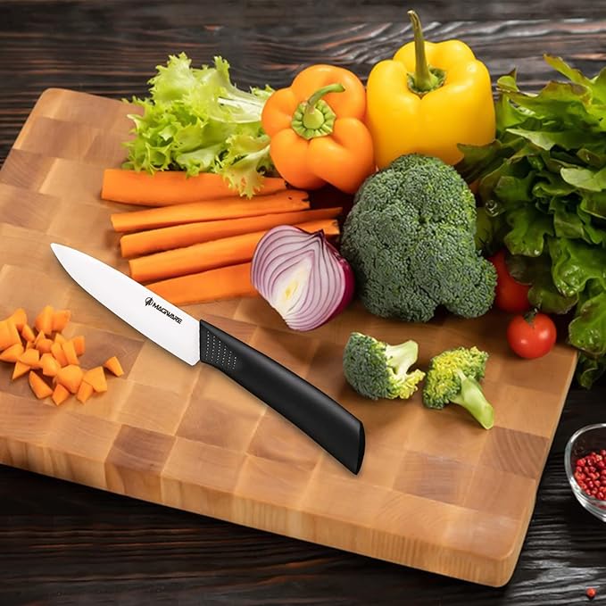 Paring Knife, Classic 4 inch Ceramic Paring Knife with Sheath Cover, Fruit and Vegetable knife,Longer Sharp Rust Proof Stain Resistant