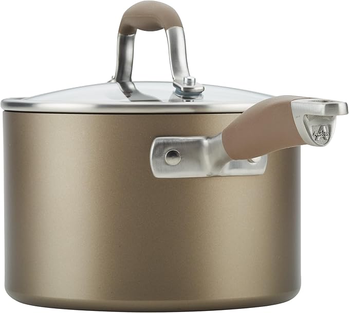 Anolon Advanced Home Hard Anodized Nonstick Cookware/Pots and Pans Set, 9 Piece - Bronze