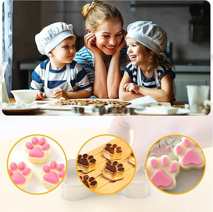 Puppy Dog Paw Silicone Molds,Non-Stick Food Grade Silicone Molds for Chocolate, Candy, Jelly, Ice Cube, Dog Treats Baking Mould(Set of 4PCS) (Blue Pink Purplish Red)