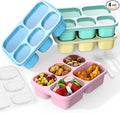 Bento Box Adult Lunch Box - 4 Pack, 5 - Compartment Meal Prep Container for Kids, Reusable Food Storage Snack Containers - Stackable for School, Work, and Travel (PP(Blue/Pink/Green/Yellow))