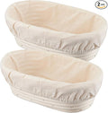 Banneton Bread Proofing Basket Banneton Basket Set Sourdough Proofing Basket Round Proofing Bowls Handmade Rattan Baskets and Liners (Oval 10 inch set of 2)
