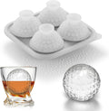 Novelty Golf Gifts Ball Ice Maker Mold, 2.2" Large Sphere Round Ice Cube Mold for Cocktails, Whiskey, Bourbon Chilling, 4 Hole Fun Shapes Big Silicone Circle Ice Cube Trays
