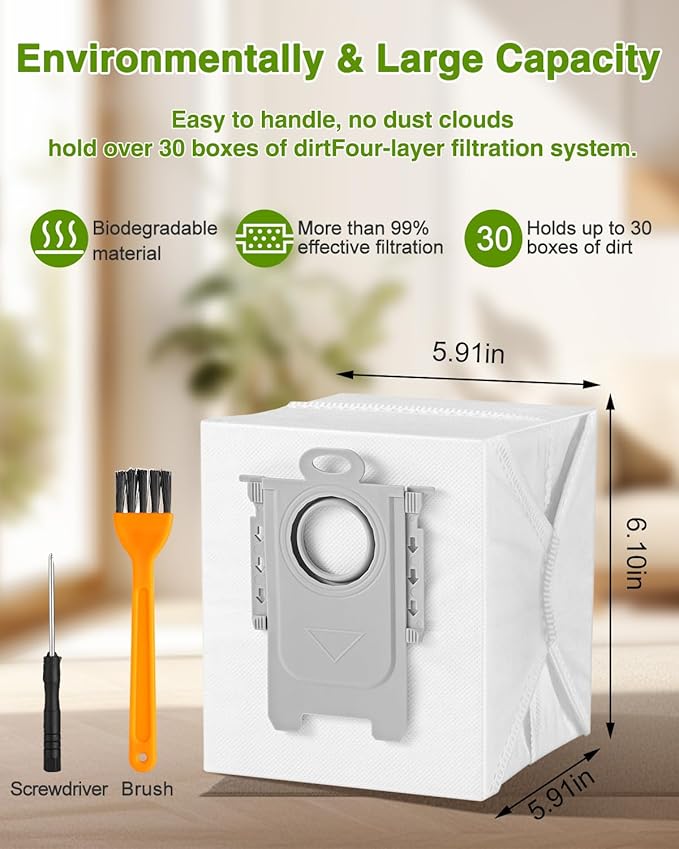 VBN 18 Packs Q5 Dust Bags for Roborock S8 Pro Ultra, S8+, Q7 Max+, Q5+, Q5 Max+, S7 Max Ultra,S7 Maxv Ultra and Q8 Max+ Q7 M5+, Q10 S5+, Q10 X5+ disposable vacuum bag replacement, 3.6L