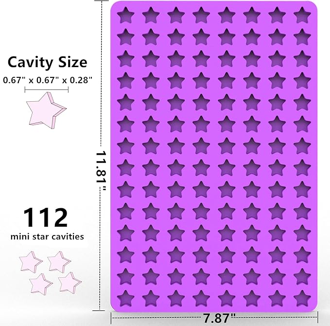 Mini Star Silicone Molds with Scraper for Baking, Chocolate Making, and Crafts