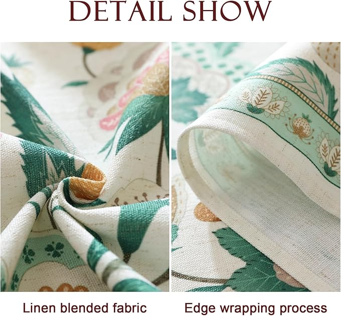 patdrea Designer Green Rectangle Table Cloth,Vintage Italian Floral Country Linen Breathable Tablecloth,Decor Cover for Kitchen Dining,Christmas,Tea Party,Thanksgiving,63"x94"-Tree Life