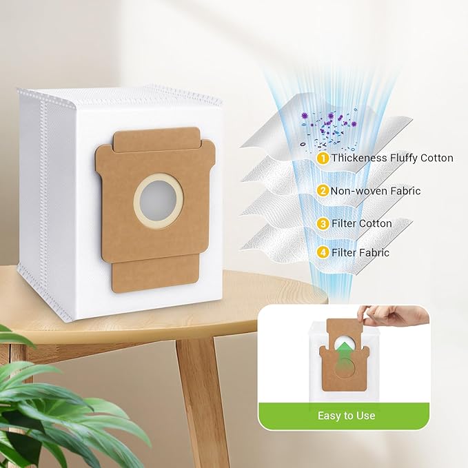 16 Pack Plus 405 Combo Dust Bags for Roomba Essential Q0520/Plus 405 Combo/Plus 505 Combo/Plus 504 Vac/Y0140 Combo/Y0110/Q0120/Q011/104 Combo/105 Combo/105 Vac/Max 705 Vac/205 Vac Dust Bag