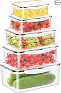 Meal Prep Containers 5pc, Food Storage Containers with Lids BPA Free Plastic, Food Storage Containers Airtight Leakproof Stackable Transparent Dishwasher & Freezer Safe(300-2800ml)