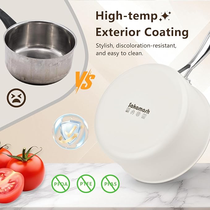 3 Quart Tri-ply Stainless Steel Saucepan with Glass Lid, Induction Sauce Pan Compatible with All Cooktops, Non-Toxic Sauce Pot with Stay Cool Handle, Oven & Dishwasher Safe
