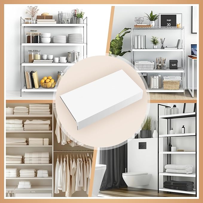 5 Pcs Wire Rack Covers Carbon Fiber Material 32x12x3 inch Pantry Shelf Cover 0.31 inch Thick Removable Closet Wire Rack Shelf Covers,Decoration Kitchen Bathroom Office Shelving (White, 32x12x3 inch)