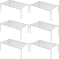 Kitchen Cabinet Shelf Organizer Set of 6, Medium (13 x 9.4 inch) Metal Wire Pantry Storage Shelves, Dish Plate Racks for Cabinets, Freezer, Counter, Cupboard Organizers and Storage, Chrome