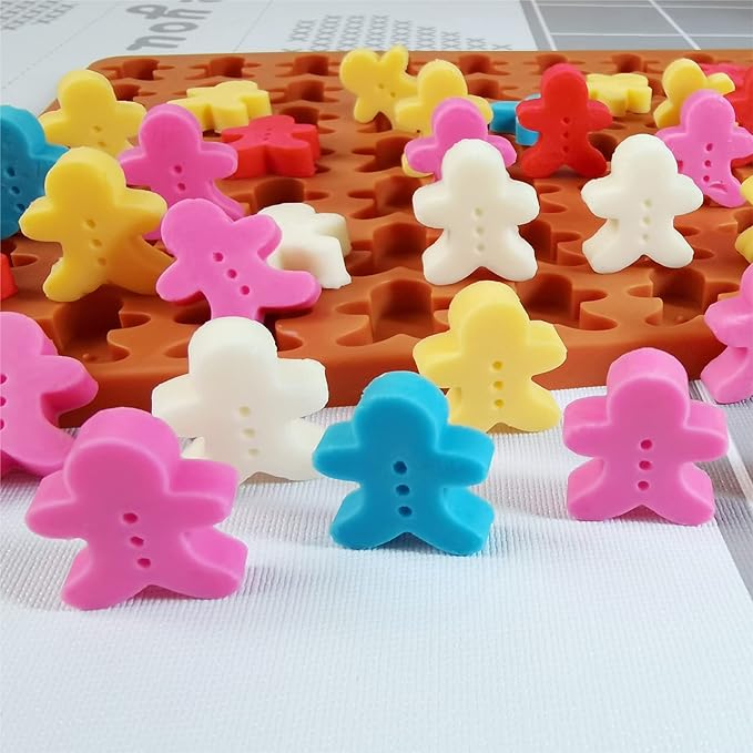 Gingerbread Man Silicone Candy Molds with Scraper - Premium Silicone Chocolate Mold for Festive Treats and Decorations