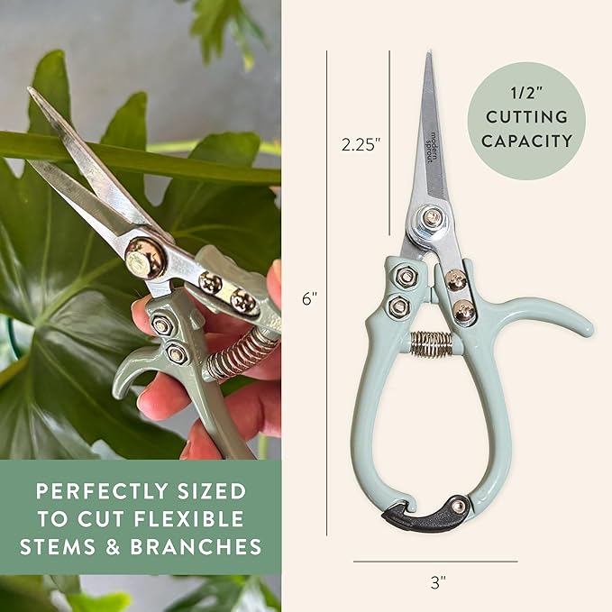 Modern Sprout Pruning Shears - Herb Snipping Scissors- Lightweight Gardening Tools W/Easy Lock - Flower Cutter Garden Shears - Carbon Steel Blade + Reusable Holster (Chartreuse, 1-Pack)
