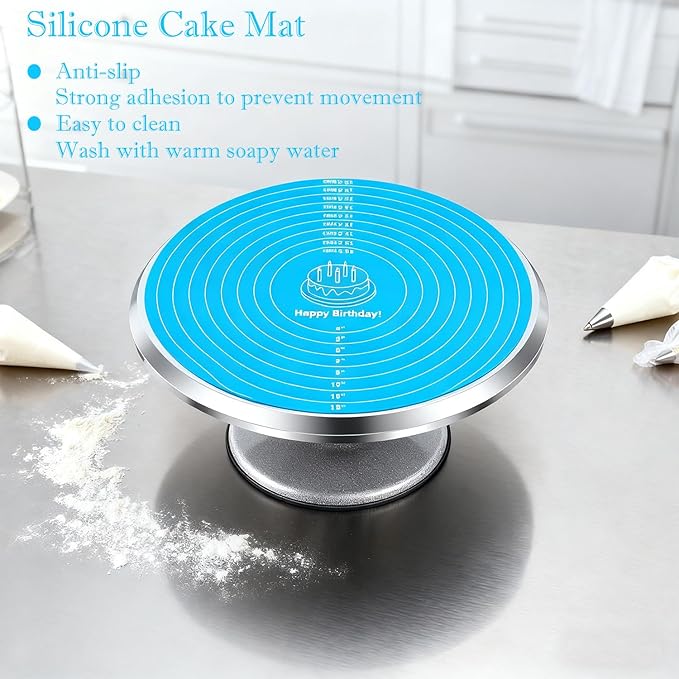 12 Inch Aluminium Rotating Cake Stand Turntable, Cake Decorating Kit Supplies with Icing Piping Tips, Frosting Spatulas, Pastry Bags, Scrapers and Other Cake Decorating Tools (85Pcs)