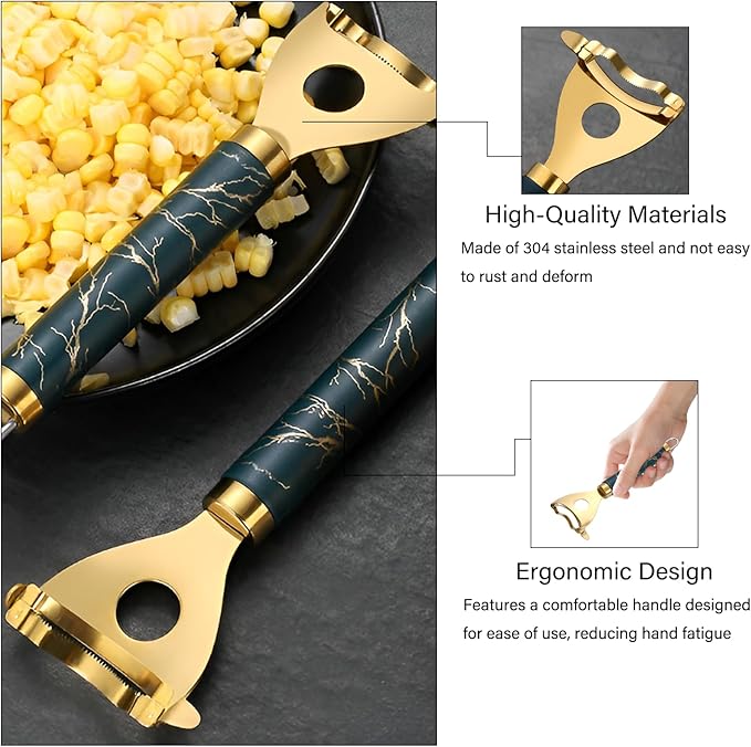 Cobb Gobbler Corn Peeler(2-Pack) – Stainless Steel Corn Kernel Stripper Tool，Labor-Saving and Fast Peeling Tool， Efficient Kitchen Gadget