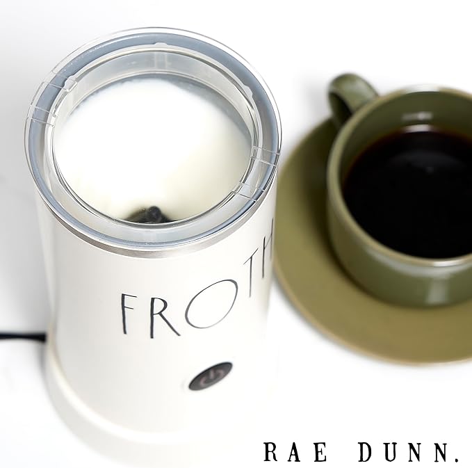 Rae Dunn Electric Milk Frother Steamer -Stylish Automatic Milk Steamer and Frother, Milk Warmer, Hot and Cold Foam Maker for Coffee, Latte, Cappuccino, Macchiato - 550 Watt (Cream)