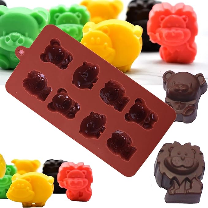 3-Pack Chocolate Molds Silicone(1.8 Inch two-bite size),Animal Silicone Molds,Moldes para gelatinas individuales.Features Bear,Dinosaur,Lion,Hippo,Bees,Ladybugs,Beetles,Butterflies,and Flowers.