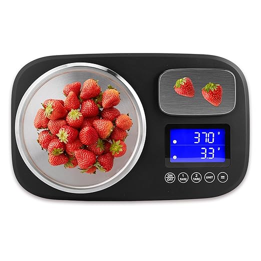 Dual Platform Digital Kitchen and Food Scale, Precise Capacity of 2.2lbs and 10Kg(Min 0.1oz/1oz), Stainless Steel, 6/7 Units, Tare Function, Auto-off, Perfect for Baking Cooking Food Weighing