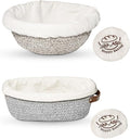 Sourdough Proofing Basket, 9" Round & 10" Oval Cotton Rope Banneton Basket Set with Washable Liners & Covers Artisan Bread Baking Supplies, Banneton Bread Proofing