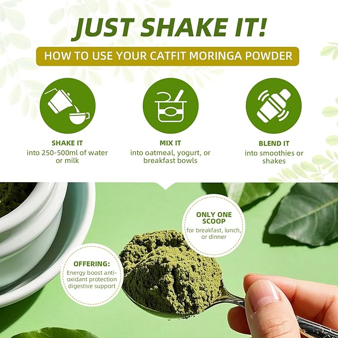 Matcha Moringa Powder – Superfood Blend with Green Tea & Resveratrol, Energy & Focus Support, Immune & Antioxidant Defense, Vegan, Gluten-Free, 8.8oz