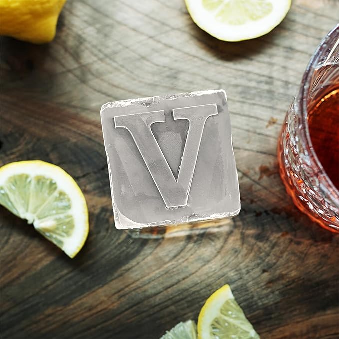 Letter V Monogram Ice Cube Mold Custom Ice Cube Mold 2 Inch Big Initials Silicone Ice Cube Tray Gifts for DAD Gifts for Him