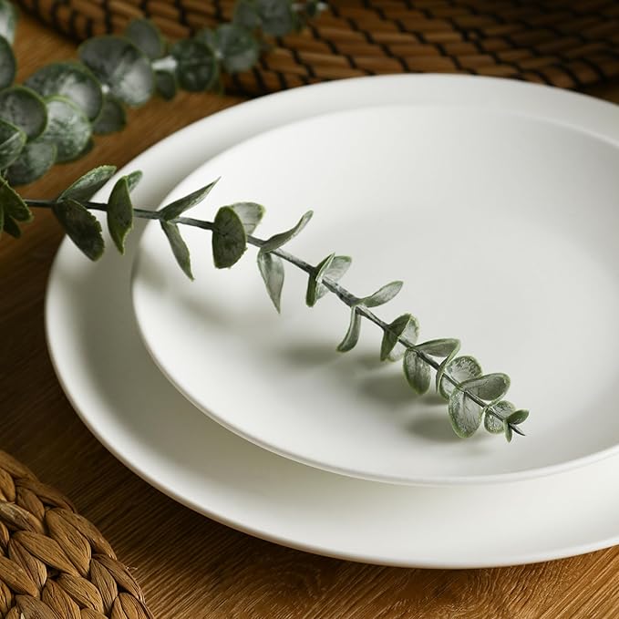 Stone Lain Taglio 24-Piece Dinnerware Set Bone China, Matte White