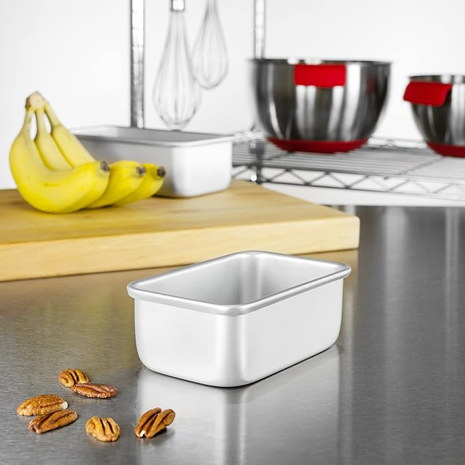 Fat Daddio's BP-5640CASE Anodized Aluminum Bread Loaf Pan, 5.5 x 3.125 x 2.375 inch, Set of 6