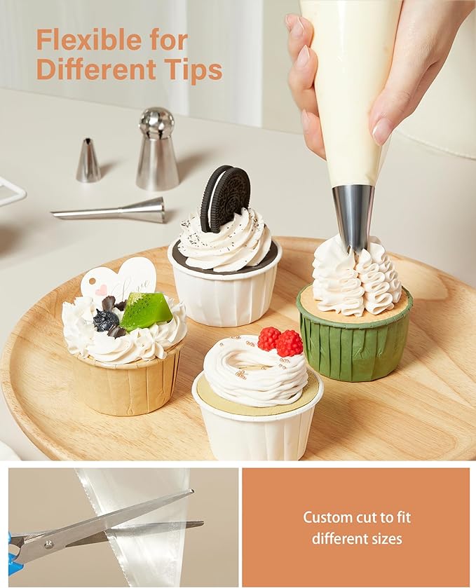 Kootek 12" Piping Bags (100Pcs), Disposable Pastry Bags Anti Burst Icing Frosting Bag Thick Cake Decorating Bags for Cookie, Cupcake, Candy, Baking Supplies Tools