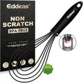 Flat Whisk, EDDEAS Silicone Gravy Whisk for Cooking, Beating, Stirring Gravy and Eggs